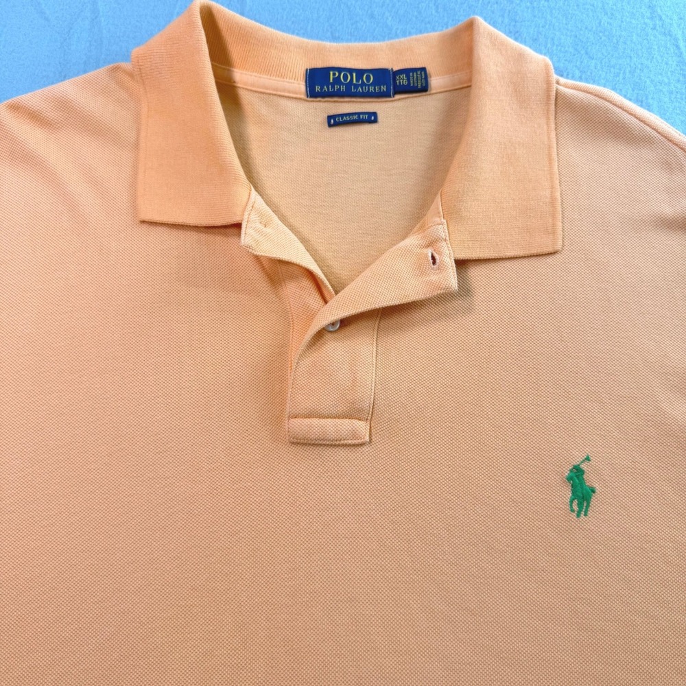 Polo Ralph Lauren Polo Shirt Mens XXL Orange Classic Fit Mesh Pony Big & Tall - Picture 8 of 8